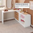 Ver imagem 4 de Penteadeira com Cômoda com 3 Gavetas e 2 Nichos American Branco/com Freijó