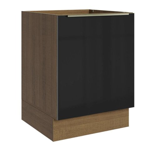 Balcão de Cozinha 60 Cm 1 Porta (sem Tampo) Rustic/preto Lux Madesa Rustic/preto