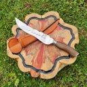 Ver mais imagens de Faca Artesanal Forjada Integral Churrasco Pena Folha Aço Inox 420c Cabo Madeira Guajuvira