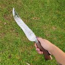 Ver imagem 7 de Faca Artesanal Forjada Integral Churrasco Pena Folha Aço Inox 420c Cabo Madeira Guajuvira