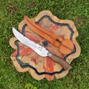 Ver imagem 2 de Faca Artesanal Forjada Integral Churrasco Pena Folha Aço Inox 420c Cabo Madeira Guajuvira