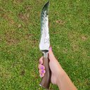 Ver imagem 4 de Faca Artesanal Forjada Integral Churrasco Pena Folha Aço Inox 420c Cabo Madeira Guajuvira