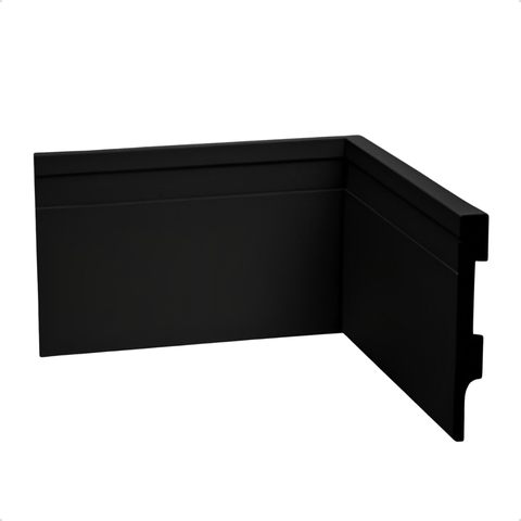 Kit 13 Barras Rodapé de Poliestireno 10cm X 2m Acabamento Moderno Cor:preto Frisado