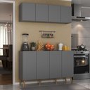 Ver imagem 2 de Kit Armário de Cozinha Aéreo e Balcão 4 Portas Retrô Multimóveis Mp2170 Grafite/natural