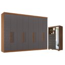 Ver imagem 1 de Guarda Roupa Casal 8 Portas 4 Gavetas Master New e Cômoda Marabá com Espelho e Pés Jatobá