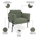 Ver mais imagens de Poltrona para Sala Pé Metal Preto Kit 2 Ana Bouclé Menta - Ibiza