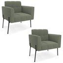 Ver imagem 1 de Poltrona para Sala Pé Metal Preto Kit 2 Ana Bouclé Menta - Ibiza