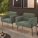 Ver imagem 2 de Poltrona para Sala Pé Metal Preto Kit 2 Ana Bouclé Menta - Ibiza