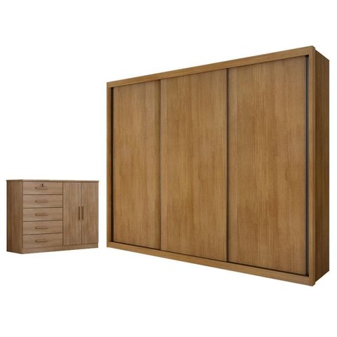Guarda Roupa Casal Palazzo e Cômoda Seul Cumaru 23 - Novo Horizonte