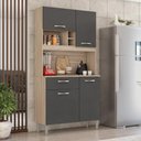 Ver imagem 2 de Armario de Cozinha Malta com 4 Portas e 1 Gaveta Avena/grafito