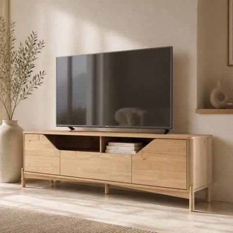 Rack Benton F06 para TV 75" 182cm Madeira Maciça com Gaveta Amadeirado Lyam Decor