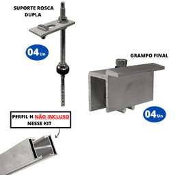 Kit Estrutura Suporte Fixador para 01 Placa Solar Alumínio e Inox Telha Fibro Ondulada em Viga Metál - 2