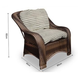 Conjunto de Poltronas Fibra Sintética Melo - 4 Poltronas + 1 Mesa Centro - Tecido Cabanas - 2