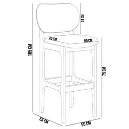 Kit 06 Banquetas Altas Para Cozinha Bancada Sala Tela Betta Fixa L02 Suede Azul Marinho - Lyam Lyam  - 5