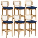 Ver imagem 1 de Kit 06 Banquetas Altas Para Cozinha Bancada Sala Tela Betta Fixa L02 Suede Azul Marinho - Lyam Lyam 