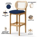 Ver imagem 4 de Kit 06 Banquetas Altas Para Cozinha Bancada Sala Tela Betta Fixa L02 Suede Azul Marinho - Lyam Lyam 