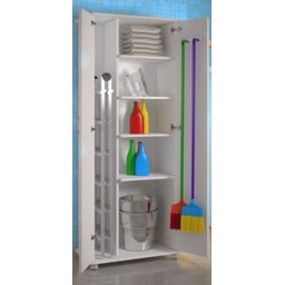 Armário Para Lavanderia Multiuso 2 Portas Alto Dispensa ClickForte Armário Lavanderia Branco - 2