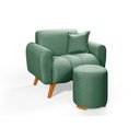 Ver imagem 1 de Poltrona Dallas com Puff em Linho Pes em Madeira: Verde