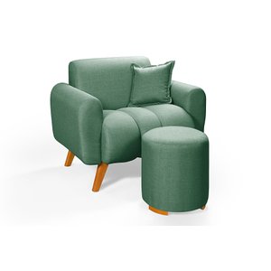 Poltrona Dallas com Puff em Linho Pes em Madeira: Verde