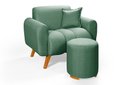 Ver imagem 1 de Poltrona Dallas com Puff em Linho Pes em Madeira: Verde