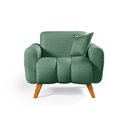 Ver imagem 3 de Poltrona Dallas com Puff em Linho Pes em Madeira: Verde
