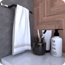 Ver imagem 2 de Suporte Porta Toalha De Rosto Parede Preto e Cromo Empire