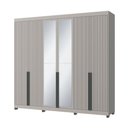 Ver imagem 1 de Roupeiro Newton - 6 Portas 4 Gavetas 10 Prateleiras com Espelho - Casamia