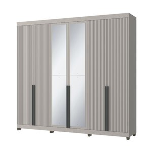 Roupeiro Newton - 6 Portas 4 Gavetas 10 Prateleiras com Espelho - Casamia