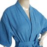 Roupão de Banho Adulto Atoalhado Algodão Manga 3/4 Bolso Azul Claro Gg - 1