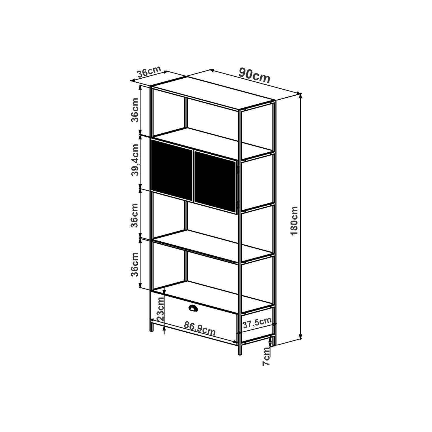 Estante Multiuso Metalic Estilo Industrial 90cm 02 Portas Asn 27913 Naturart - 2