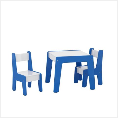Conjunto de Mesa Infantil com 2 Cadeiras Mdf Diana Ofertamo Branco/azul