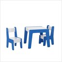 Ver imagem 1 de Conjunto de Mesa Infantil com 2 Cadeiras Mdf Diana Ofertamo Branco/azul