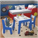 Ver imagem 2 de Conjunto de Mesa Infantil com 2 Cadeiras Mdf Diana Ofertamo Branco/azul