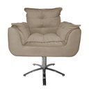 Ver imagem 2 de Poltrona Decorativa Estofada Base Giratória de Metal Opala Suede Cappuccino - LM DECOR