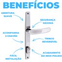 Ver imagem 3 de Fechadura para Porta Externa Perfil Estretiro Aço Inox Polido Cromado | Aliança | 10 Un