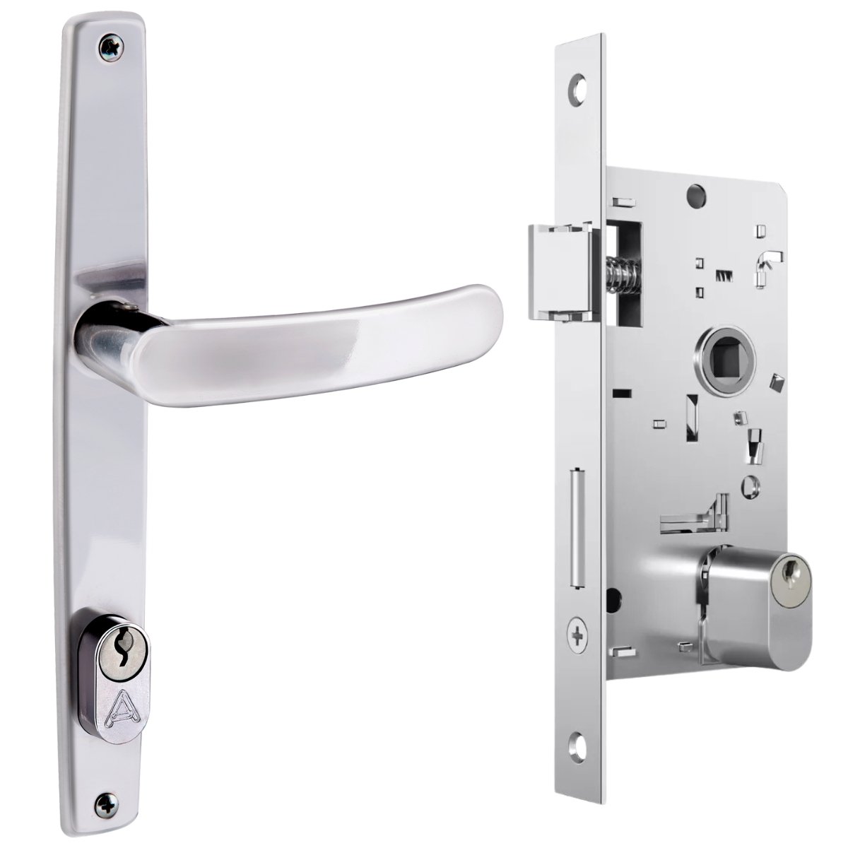 Fechadura para Porta Externa Perfil Estretiro Aço Inox Polido Cromado | Aliança | 10 Un - 8