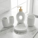 Ver imagem 2 de Jogo de Banheiro Acessórios Lavabo Elegante Branco Kit 4pçs