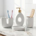 Ver imagem 3 de Jogo de Banheiro Acessórios Lavabo Elegante Branco Kit 4pçs