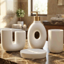 Ver imagem 4 de Jogo de Banheiro Acessórios Lavabo Elegante Branco Kit 4pçs