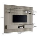 Ver imagem 3 de Painel Ripado para Tv 280cm com Prateleira e Nicho 100% Mdf Cor:grigio com Preto