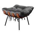 Ver imagem 4 de Poltrona Costela com Puff Base Fixa para Sala, Quarto - Suede Cinza Grafite