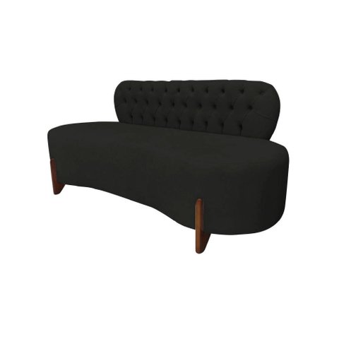 Sofá 2 Lugares Orgânico Curvo Tókio 150cm Suede Preto