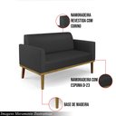 Ver imagem 3 de Poltrona Namoradeira Decorativa Isabella Pés Fixo em Madeira Castanho Pu Preto G19 - Gran Belo