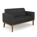 Ver imagem 1 de Poltrona Namoradeira Decorativa Isabella Pés Fixo em Madeira Castanho Pu Preto G19 - Gran Belo