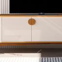 Ver imagem 2 de Rack Buriti 1.4 com Pés em Madeira Duas Portas - Jb Móveis:off White/nature