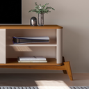 Ver imagem 3 de Rack Buriti 1.4 com Pés em Madeira Duas Portas - Jb Móveis:off White/nature