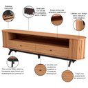 Ver imagem 4 de Rack para Sala de Estar Tv 60 Pol Orgânico 220cm Penina D03 Freijó Preto Fosco - Lyam Decor