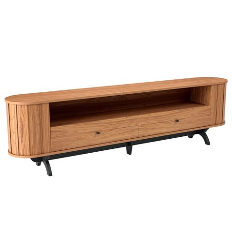 Rack para Sala de Estar Tv 60 Pol Orgânico 220cm Penina D03 Freijó Preto Fosco - Lyam Decor