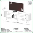 Ver imagem 5 de Rack para Sala de Estar Tv 60 Pol Orgânico 220cm Penina D03 Freijó Preto Fosco - Lyam Decor