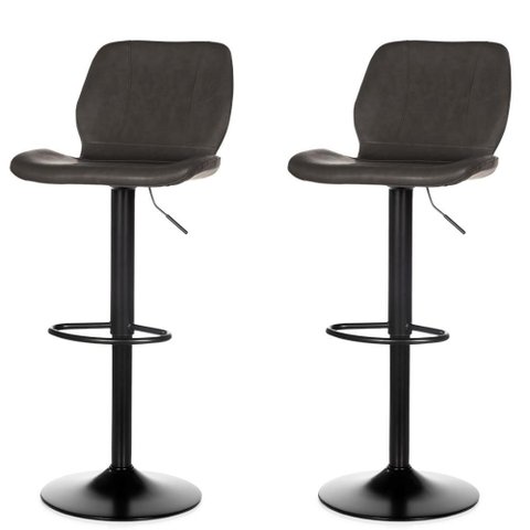 Kit 2 Banquetas Giratória Anm6315b Bristol Itajaí Anima Office em Pu Grafite Base Disco Preto
